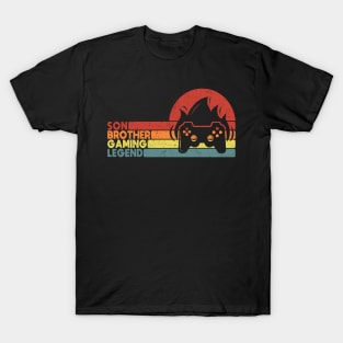 Son Brother Gaming Legend Gamer Gifts For Teen Boys Gaming Vintage T-Shirt